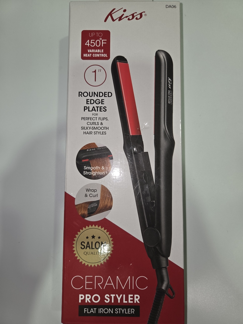 Kiss 1-Inch Ceramic Pro Styler Flat Iron Styler